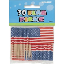 Unique Party USA Flag Picks - Blue/White/Red - One Size