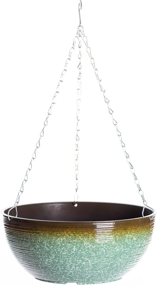 image 1 of Glazed Effect 35cm Hanging Basket Sage Green x 2 | Green | 2