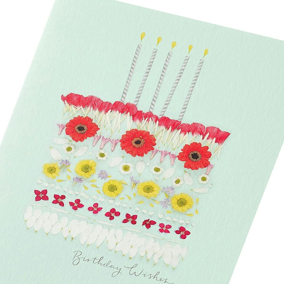 image 1 of Floral Cake Design Into The Meadow Birthday Wishes Card