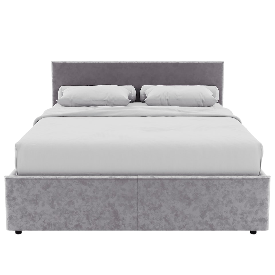 image 1 of Vida Designs Veronica 4ft6 Double Ottoman Bed Storage Fabric Upholstered, Silver Velvet, 135 x 190cm