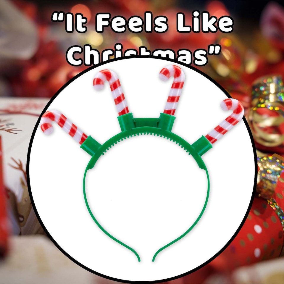 image 1 of vfm-estore Christmas Candy Cane Light-Up Headband 21cm x 23cm Green