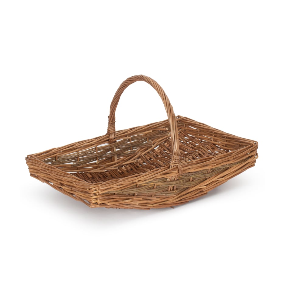 image 1 of Medium Unpeeled Willow Garden Trug Basket | Brown | Brown | Medium