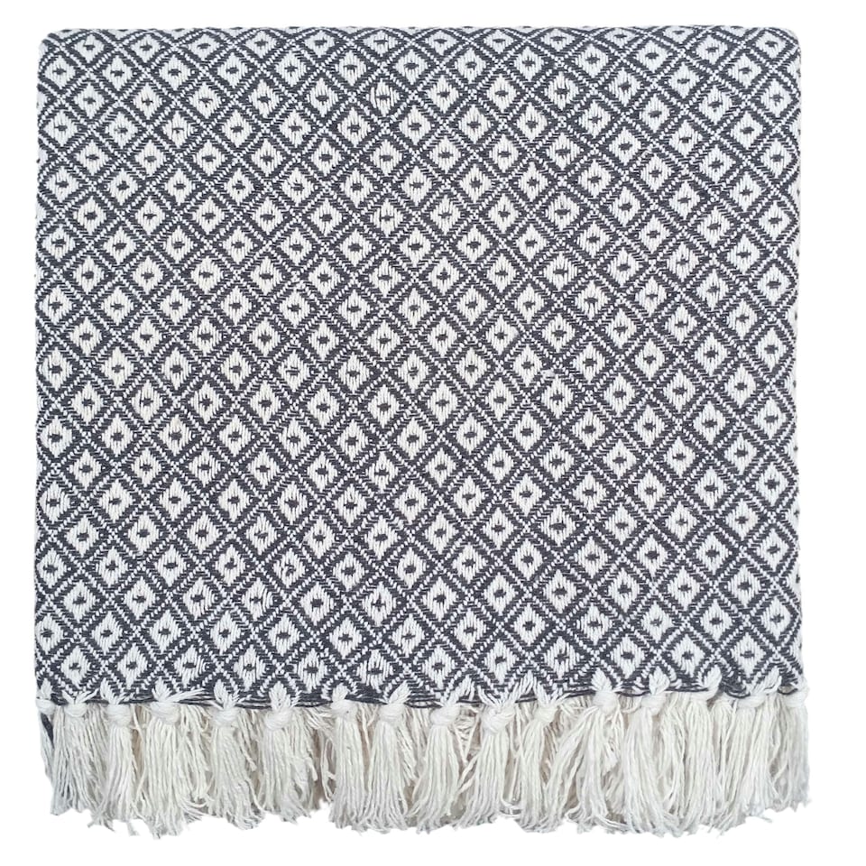 image 1 of Eden Cotton Geometric Throw Brown | Brown (254x254 cm)