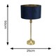 image 3 of ValueLights Maggie Gold Candlestick Table Lamp with Navy Blue Velvet with Gold Inner Lamp Shade