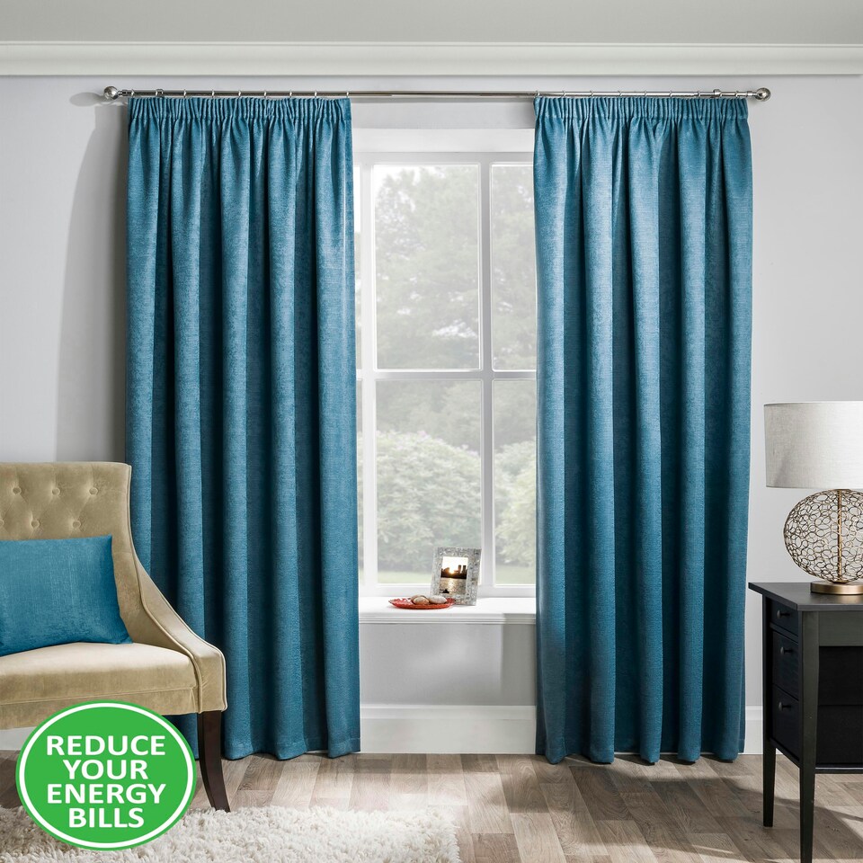 image 1 of Matrix Teal Curtains 90 x 54 inch (229 x 137 cm) Room Darkening Pencil Pleat Thermal Noise Reducing Curtains for Bedroom and Living Room