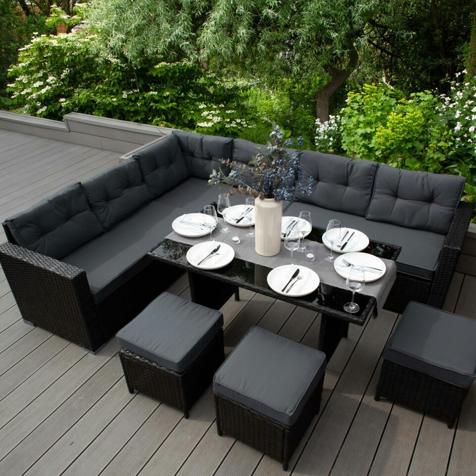 image 1 of Rattan Corner Set - Black