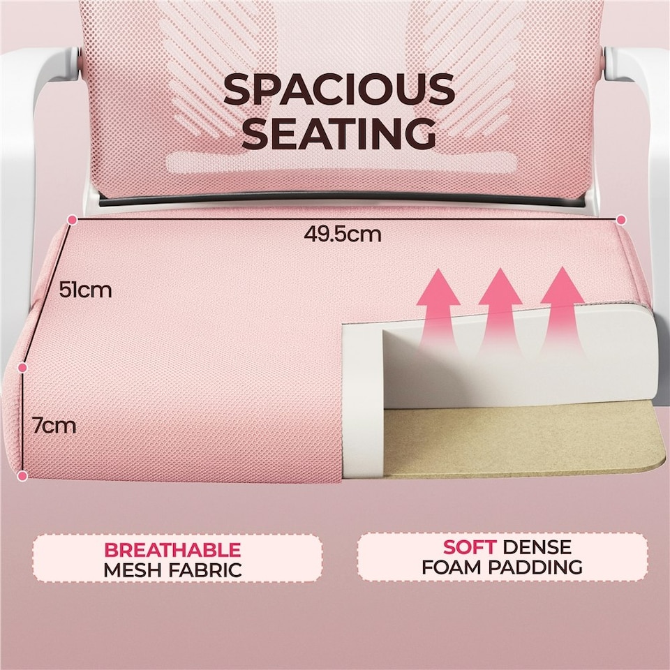 image 1 of Yaheetech Ergonomic Mesh Office Chair Mid-Back 360° Rolling Casters | Pink