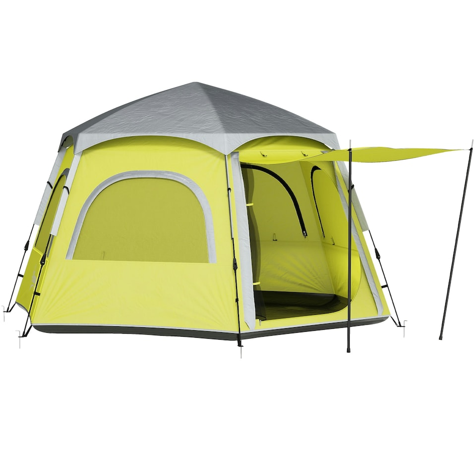 image 1 of Outsunny Instant Camping Tent, 4 Person Easy Setup Dome Tent | Grey | Light Grey | 2.8L x 2.4W x 1.55H m