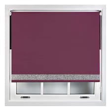 FURNISHED Thermal Blackout Roller Blinds with Glitter Edge - (W)100cm x (L)165cm | Purple | Aubergine | (W) 100cm x (L) 165cm
