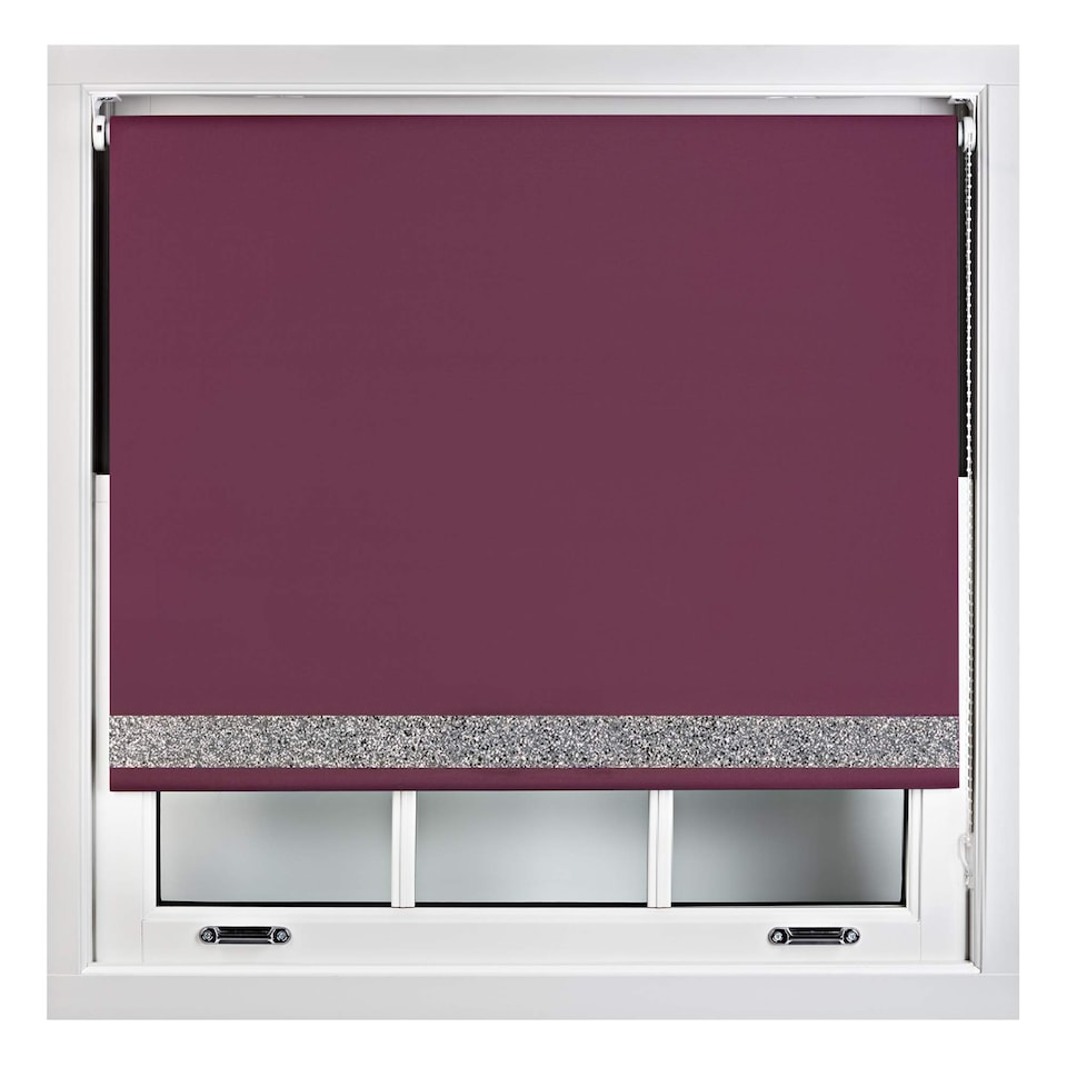 image 1 of FURNISHED Thermal Blackout Roller Blinds with Glitter Edge - (W)100cm x (L)165cm | Purple | Aubergine | (W) 100cm x (L) 165cm