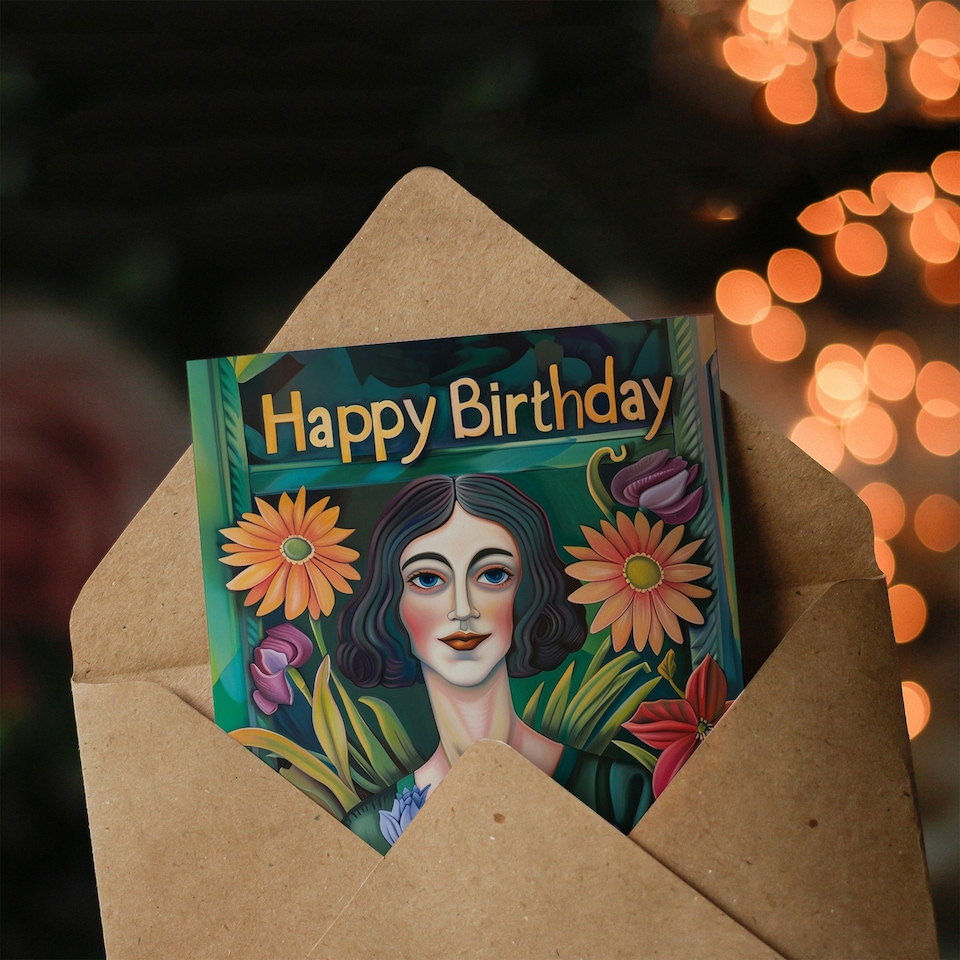 image 1 of Florist Flower Shop Oil Woman Her Birthday Card