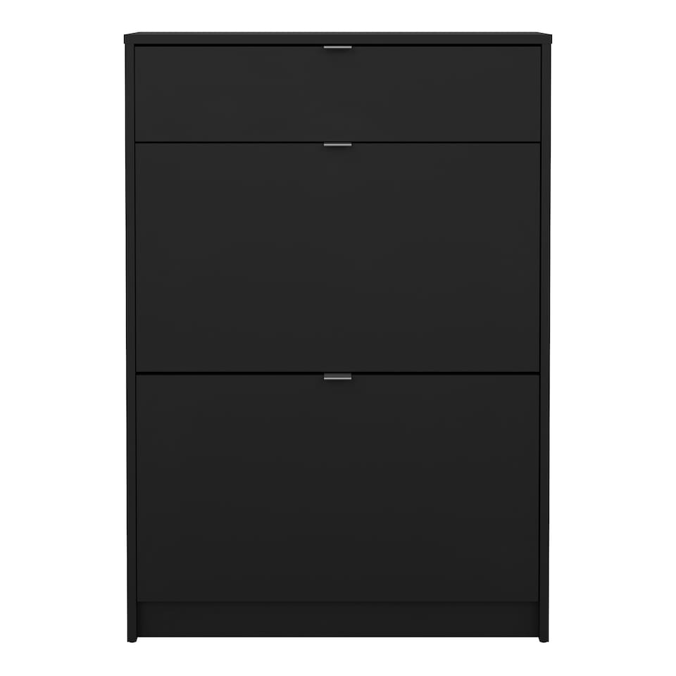 image 1 of Shoes Shoe Cabinet 2 Flip Down Doors + 1 Drawer in Matt Black