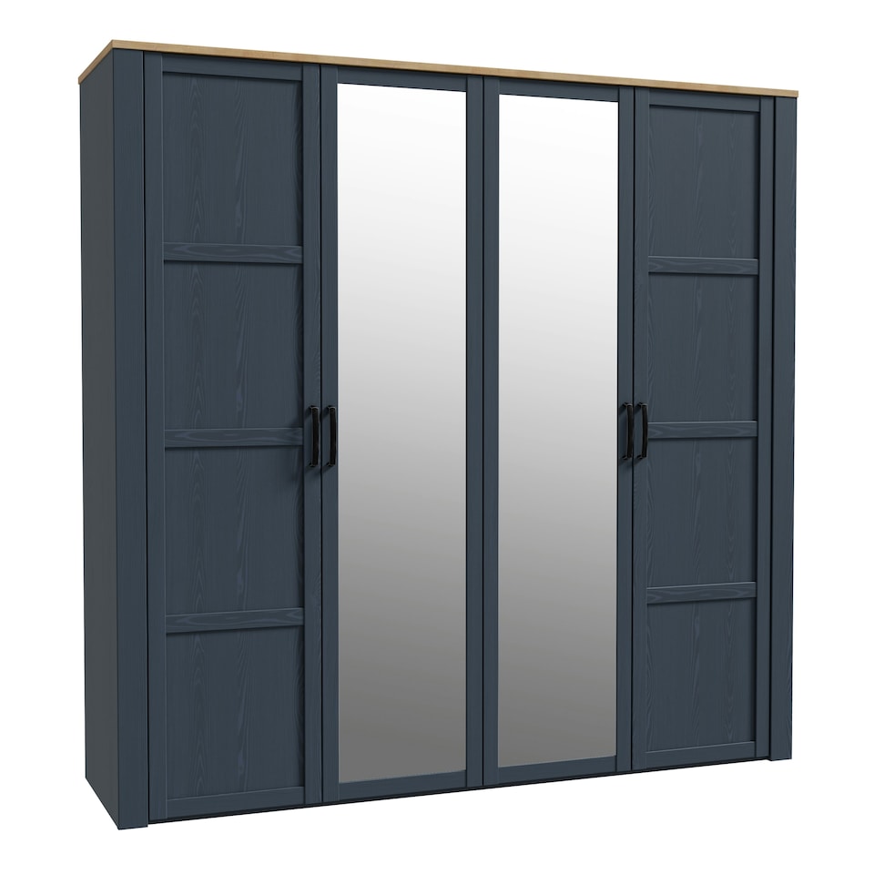 image 1 of Bohol 2 Door 2 Mirrored Door Wardrobe in Riviera Oak/White