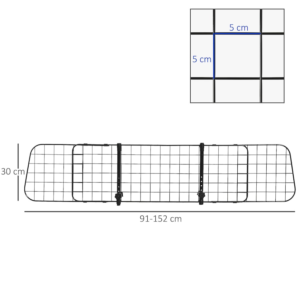 image 1 of PawHut Heavy Duty Pet Dog Car Barrier Adjustable Ventilated Mesh Wire Guard