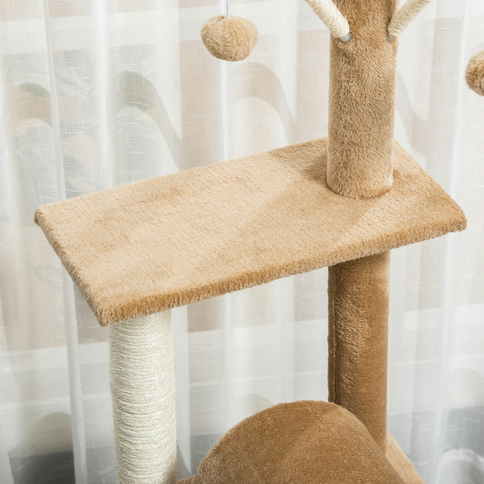 image 1 of PawHut 121cm Cat Tree Tower Activity Centre with Scratching Post Brown