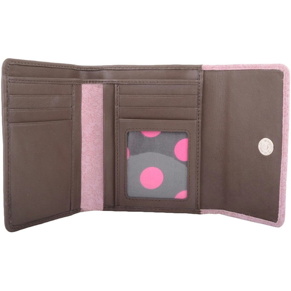 image 1 of Soft Leather Bi-Fold Slim  Coin / Credit Card Holder / Purse Pink | Taupe/Rose