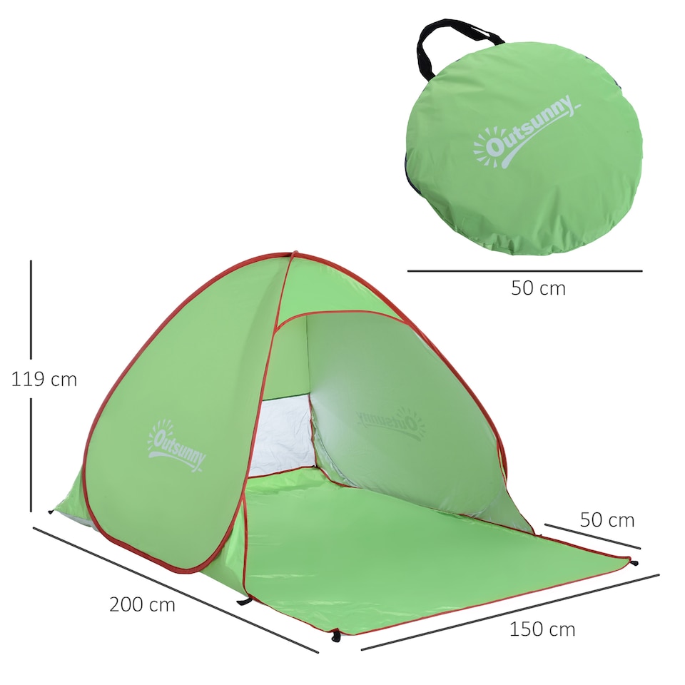 image 1 of Outsunny 2-3 Person Pop up Tent Instant Camping Tent Sun Shade Shelter