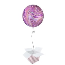 Purple Marblez Orbz Foil Helium Balloon - Inflated Balloon in a Box