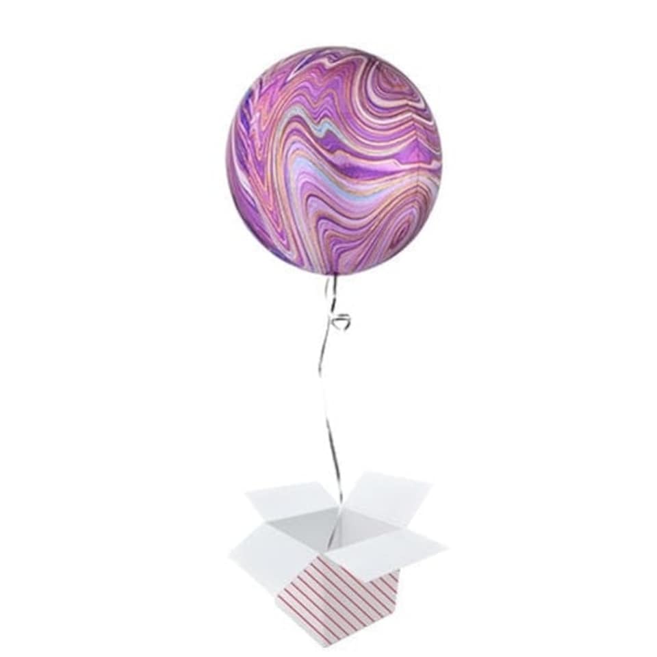 Purple Marblez Orbz Foil Helium Balloon - Inflated Balloon in a Box