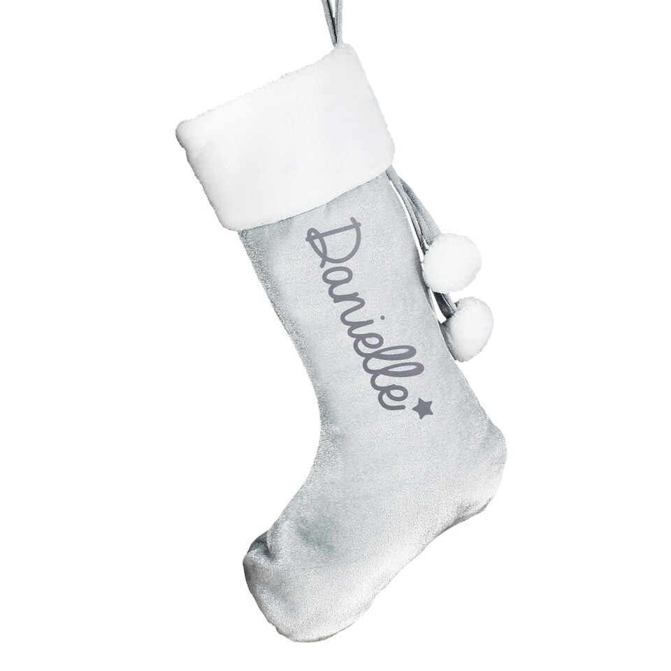 image 1 of Personalised Name Only Silver Grey Stocking
