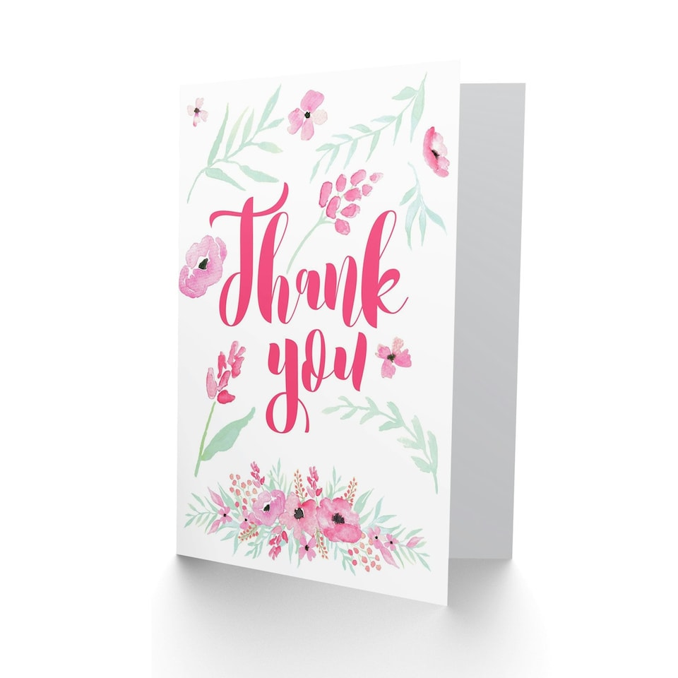 image 1 of Floral Pink Thank You Card