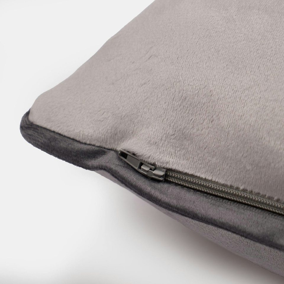 image 1 of OHS 2 x Matte Velvet Piped Edge Cushion Covers, 45x45cm - Grey