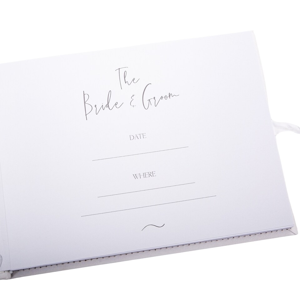 image 1 of Beautiful Ivory Suede Wedding Guest Book Holding 40 Sheets with Gold Hearts