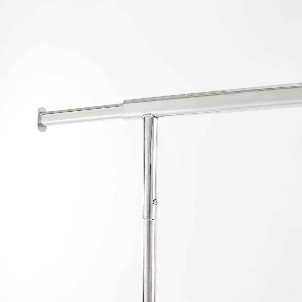 image 1 of Heavy Duty Chrome Clothes Rail Adjustable Width Height with Shelf Locking Wheels Chrome | One Size