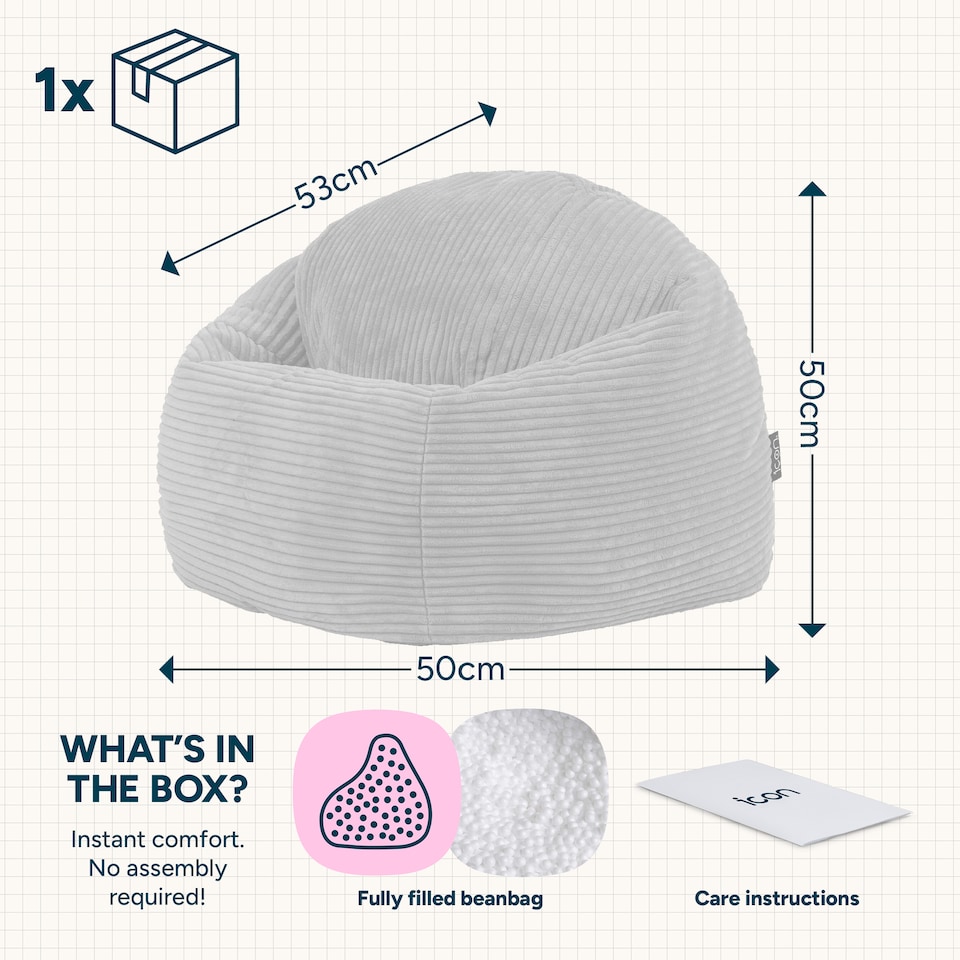 image 1 of Kids High Rest Beanbag Corduroy Light Grey | Grey | Grey | 1