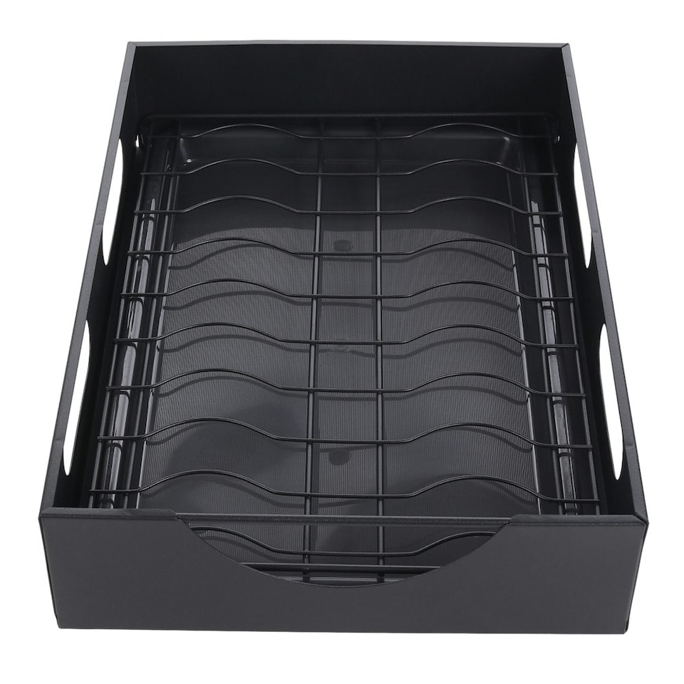image 1 of Living and Home Black Steel Pull-Out Bowl Rack for Kitchen Storage