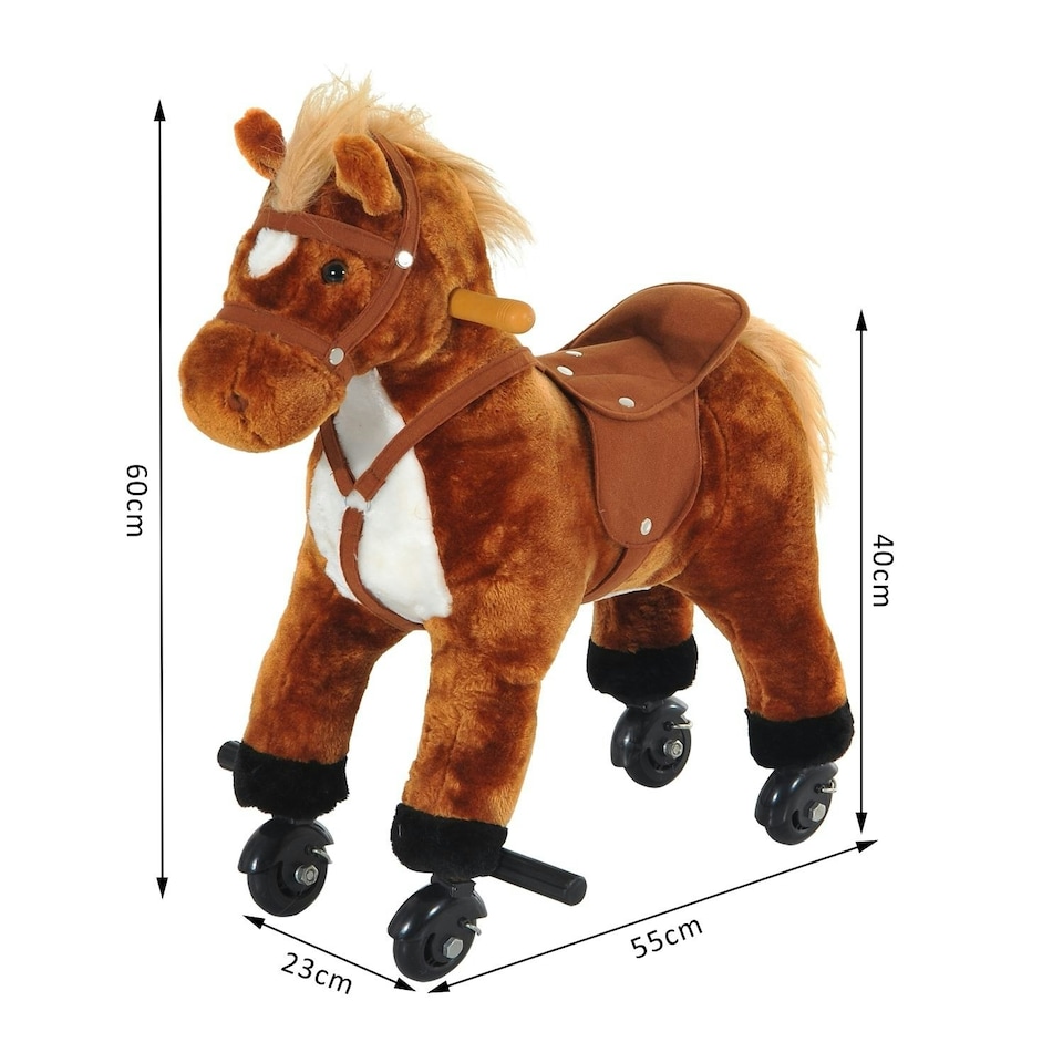 image 1 of HOMCOM Rocking Horse Ride on Rocker Children Plush Toy Wooden Horse Sound