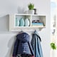 image 1 of Coat Hook Wall Mounted Unit 2 Open Shelves 4 Robe Hooks Bathroom Hallway | White