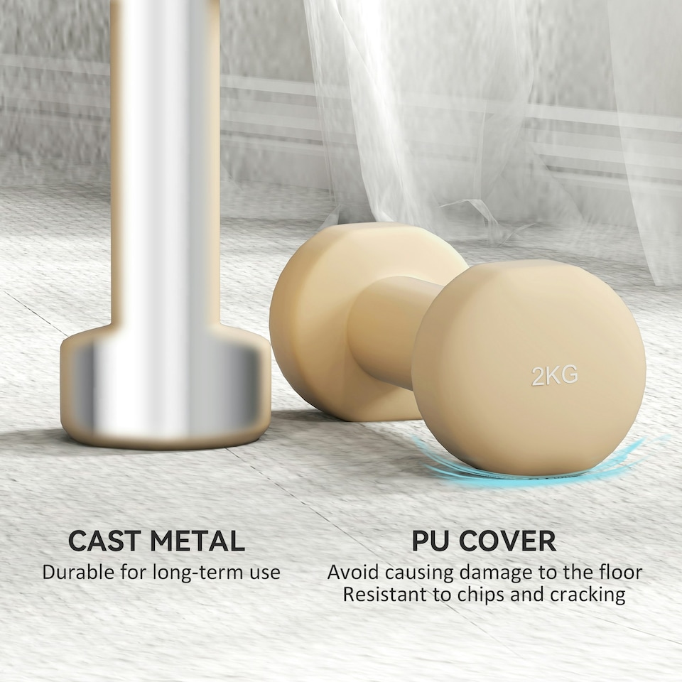 image 1 of HOMCOM 10kg Dumbbell Weights Set with Carry Case, Pink, Purple, Grey, Brown