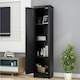 image 3 of COSTWAY Wood Tall Storage Cabinet 4 Tires Display Organizer Black