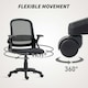 image 8 of HOMCOM Ergonomic Swivel Computer Chair with Flip-up Armrests, Black Black