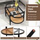 image 7 of COSTWAY 2-Tier Coffee Table Rattan Center Table with Storage Black