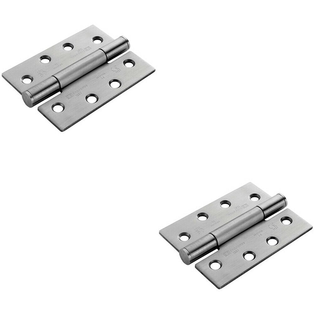 Loops 2x PAIR 100 x 75 x 3mm Concealed 14 Bearing Hinge Satin Steel Internal Door in Metallics