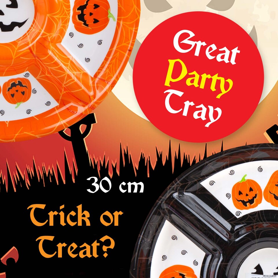 image 1 of VFM e-Store Halloween Dip Tray with Decals - Lightweight Party Serving Dish