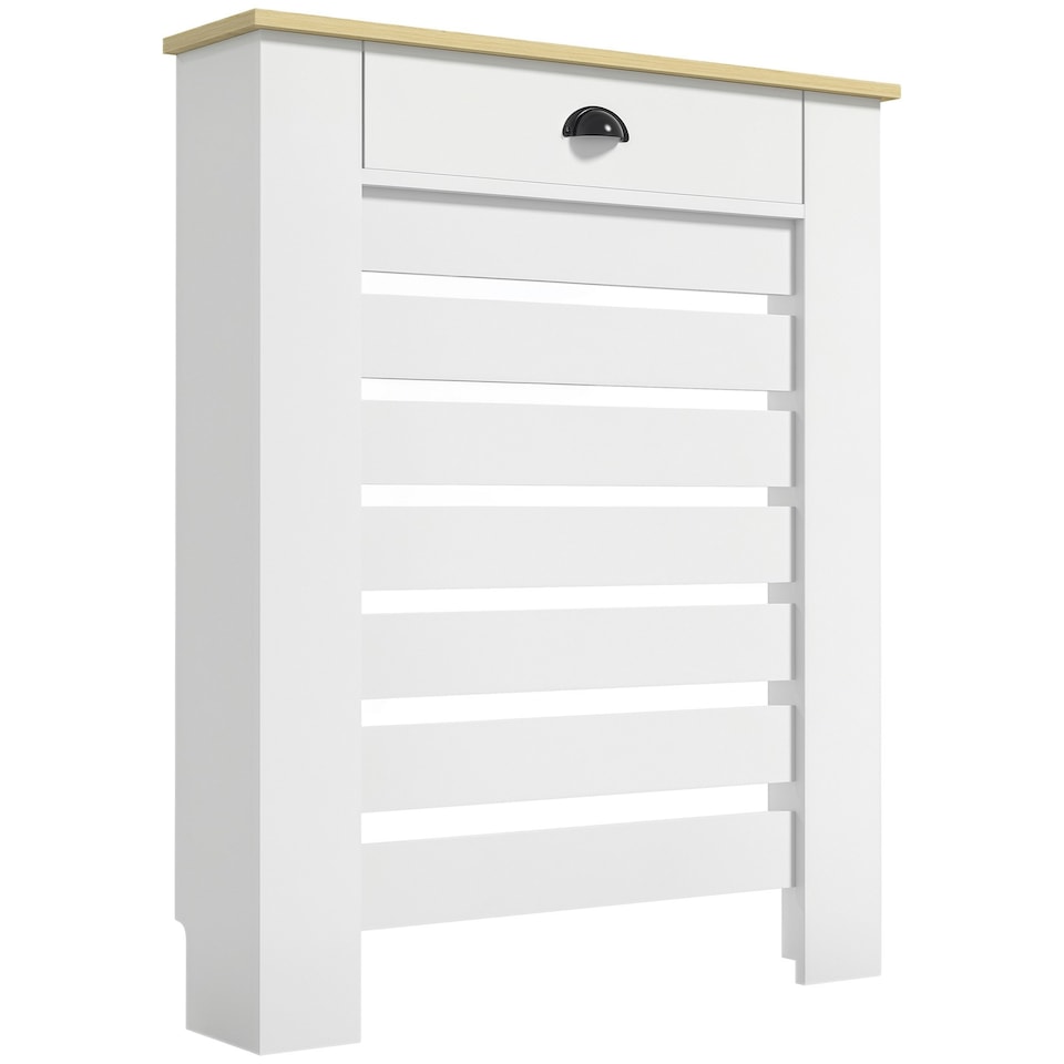 image 1 of HOMCOM Radiator Cover with Drawer, Horizontal Slat, 78cm, White