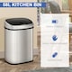 image 3 of HOMCOM Stainless Steel Kitchen Sensor Dustbin Automatic Touchless Rubbish Garbage Waste Bin 58L Silver | Chrome | 1
