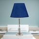 image 4 of Set of 2 Chrome Table Lamps with Stem Detail and Navy Blue Shades Chrome | Blue