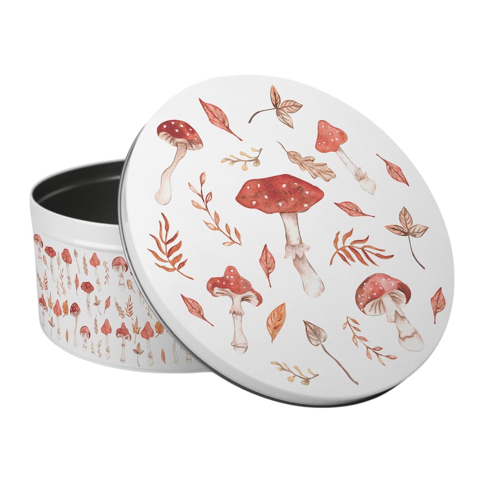 image 1 of Watercolour Mushrooms Large Cake Tin