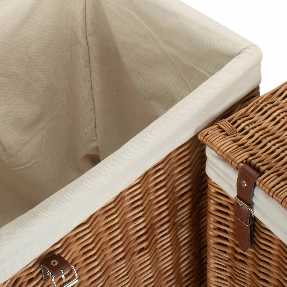 image 1 of Set of 2 Boutique Double Steamed Storage Laundry Wicker Basket | Brown | Brown
