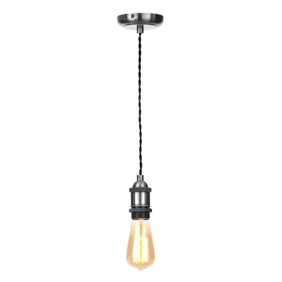 image 1 of BHS Industrial Style Black Cable Ceiling Pendant | Grey | Antique Pewter | 1