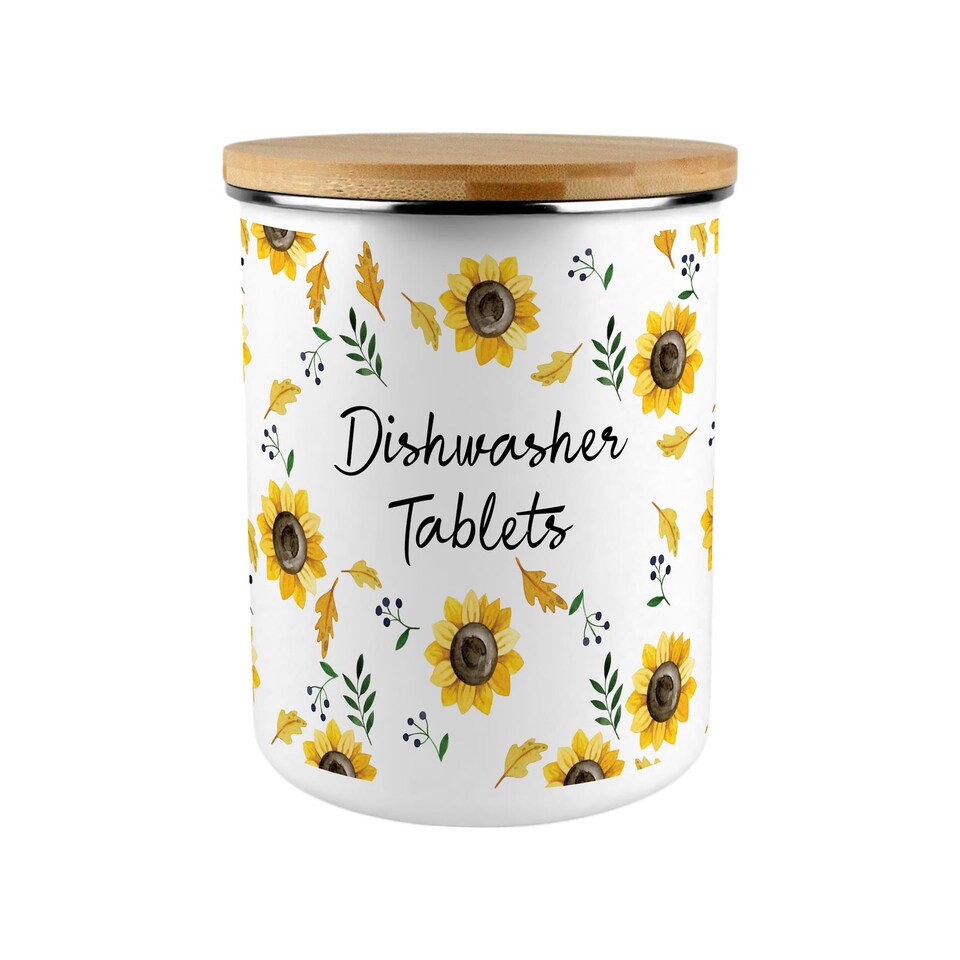 image 1 of Sunflowers Dishwasher Tablets Storage Tin