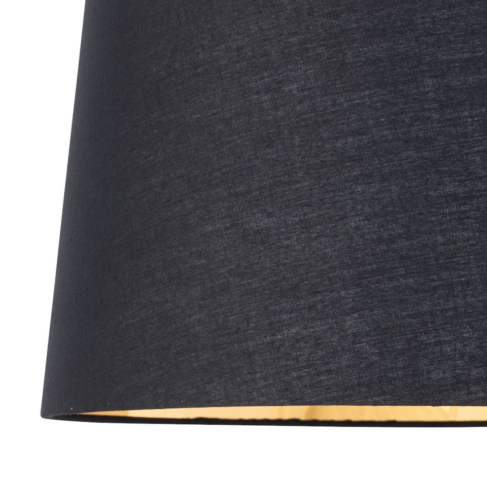 image 1 of Voyage - Light Oak Table Lamp or Bedside Light with Black & Gold Shade | Brown | Black | Large | 1