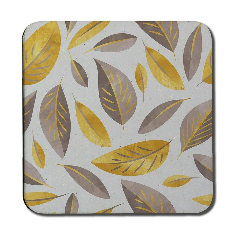 image 1 of Botanical gold and purple leaf (Coaster)