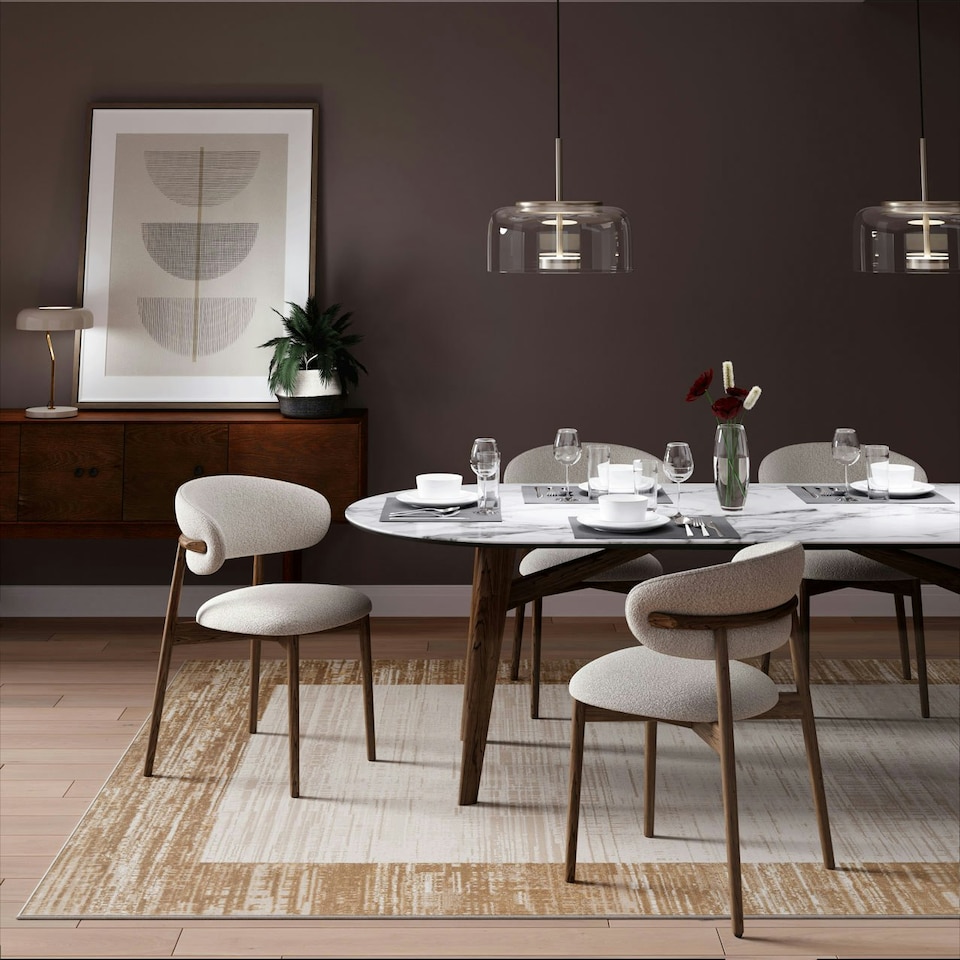 image 1 of KUKOON Beige Distressed Bordered Living Room Area Rug 240cm x 330cm Cream