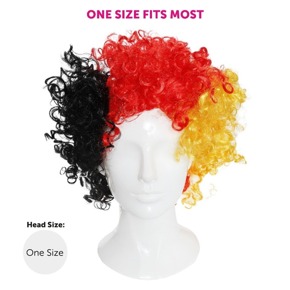 image 1 of Pack of 24 German Supporters Curly Wig Multi | One Size