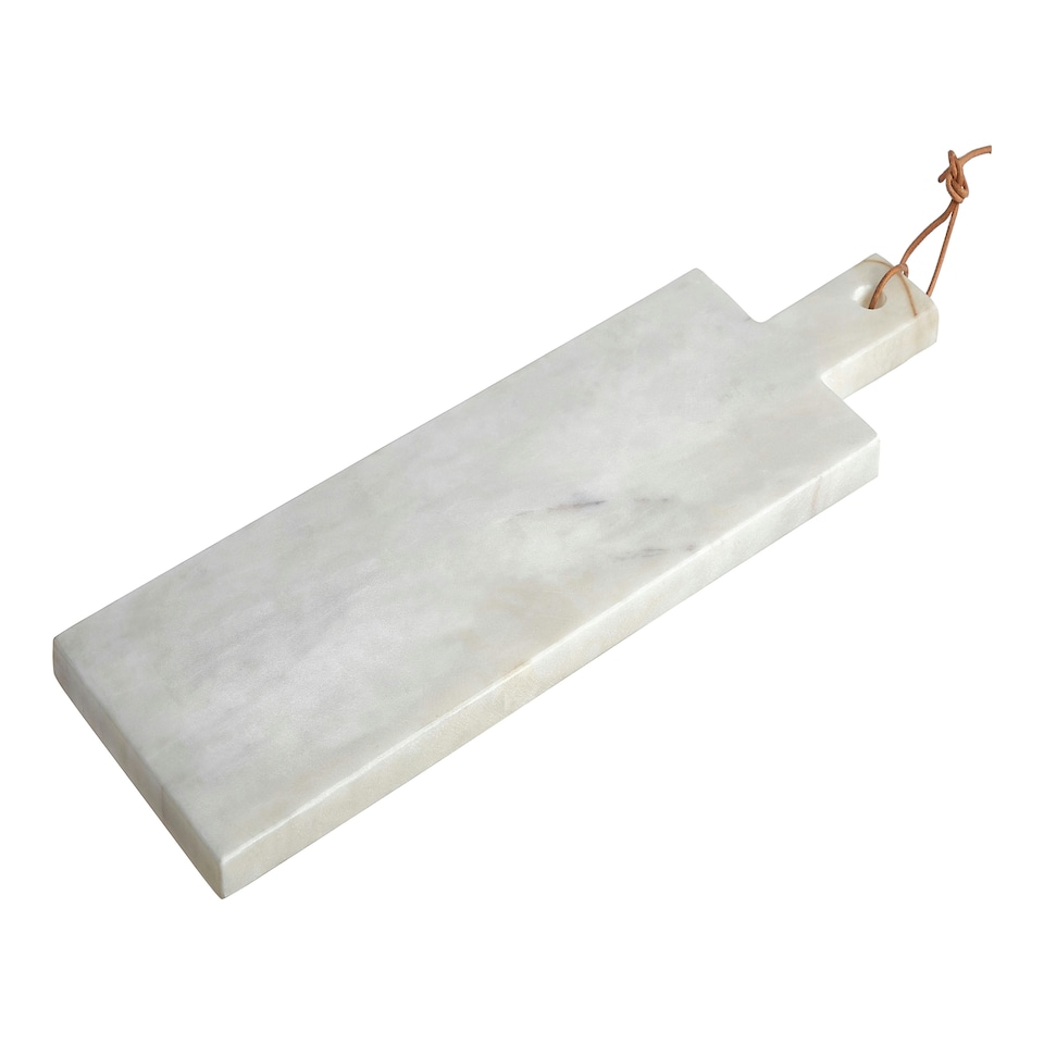 image 1 of Interiors By Premier Small White Marble Paddle Chopping And Serving Board, Durable Natural Stone Board